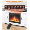 image:imageCowsar 60 Fireplace TV Stand Mantel Wood Surround Firebox Freestanding Fireplace Heater Adjustable Led Flame Remote Control 750W1500W White