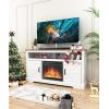 image:imageCowsar 60 Fireplace TV Stand Mantel Wood Surround Firebox Freestanding Fireplace Heater Adjustable Led Flame Remote Control 750W1500W White