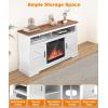 image:imageCowsar 60 Fireplace TV Stand Mantel Wood Surround Firebox Freestanding Fireplace Heater Adjustable Led Flame Remote Control 750W1500W White