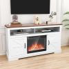 image:imageCowsar 60 Fireplace TV Stand Mantel Wood Surround Firebox Freestanding Fireplace Heater Adjustable Led Flame Remote Control 750W1500W White