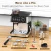 image:imageCOWSAR 20 Bar Espresso Machine with Grinder amp Milk Frother Steam Wand 58mm Expresso Coffee machines Commercial Stainless Steel Coffee Maker for Cappuccino and Latte Perfect for Home CafStainlessBlack