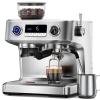 image:imageCOWSAR Dual Boiler Espresso Machine with Grinder 20 Bar Espresso Machines with Milk Frother Espresso Maker with Removable Water Tank Commercial Expresso Coffee Machines Brushed Stainless Steel