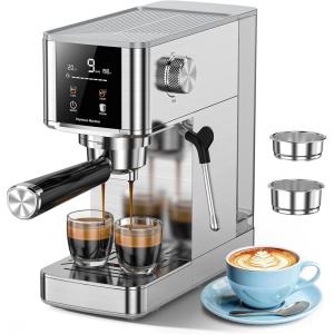 image:imageCOWSAR 20 Bar Espresso MachineStainlessSteel Expresso Coffee Machines with LED DisplaySteam Milk FrotherCappuccino amp Latte amp Espresso makerCompact Coffee Machines for Home