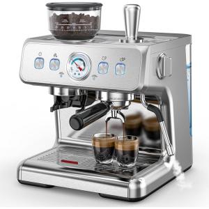 image:imageCOWSAR 2026 Upgrade 20 Bar Espresso Machine with GrinderExpresso Coffee Machines with Milk FrotherCommercial Stainless Steel Expresso Machines for HomePerfect Cappuccino amp LatteDual BoilerSliver