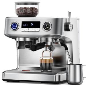 image:imageCOWSAR Dual Boiler Espresso Machine with Grinder 20 Bar Espresso Machines with Milk Frother Espresso Maker with Removable Water Tank Commercial Expresso Coffee Machines Brushed Stainless Steel