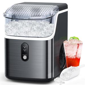 image:imageCOWSAR Nugget Ice Makers Countertop 34LBSDay SelfCleaning Pebble Ice Maker Machine Soft Chewable Pellet Ice Stainless Steel Black Countertop Ice Maker for Home Kitchen Party