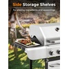 image:imageCOWSAR 4Burner BBQ Propane Gas Grill 44000 BTU Stainless Steel Barbecue Grill with Side Table 10000 BTU Side Burner 4 Casters Easy Mobility Ideal for Outdoor Patio Garden Picnic Backyard Cooking