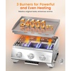 image:imageCOWSAR Portable 20 Inch Tabletop Griddle with Grill Grate Stainless Steel Propane Gas Grill with 3 Burners24000 BTU for Outdoor CampingRVPicnicBBQ