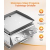 image:imageCOWSAR Portable 20 Inch Tabletop Griddle with Grill Grate Stainless Steel Propane Gas Grill with 3 Burners24000 BTU for Outdoor CampingRVPicnicBBQ