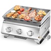 image:imageCOWSAR Portable 20 Inch Tabletop Griddle with Grill Grate Stainless Steel Propane Gas Grill with 3 Burners24000 BTU for Outdoor CampingRVPicnicBBQ