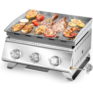 image:imageCOWSAR Portable 20 Inch Tabletop Griddle with Grill Grate Stainless Steel Propane Gas Grill with 3 Burners24000 BTU for Outdoor CampingRVPicnicBBQ